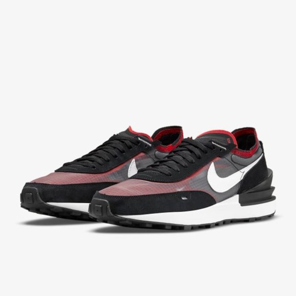 Nike Waffle One SE Black, Red, Grey and White Mesh Trainer Runner Running Shoe - Picture 5 of 12